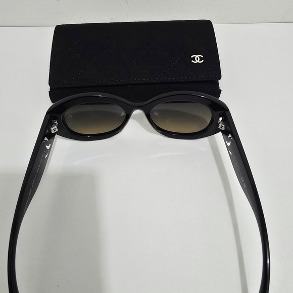 CHANEL Black and Brown Oval Sunglasses, NEW with BOX - Picture 6 of 14